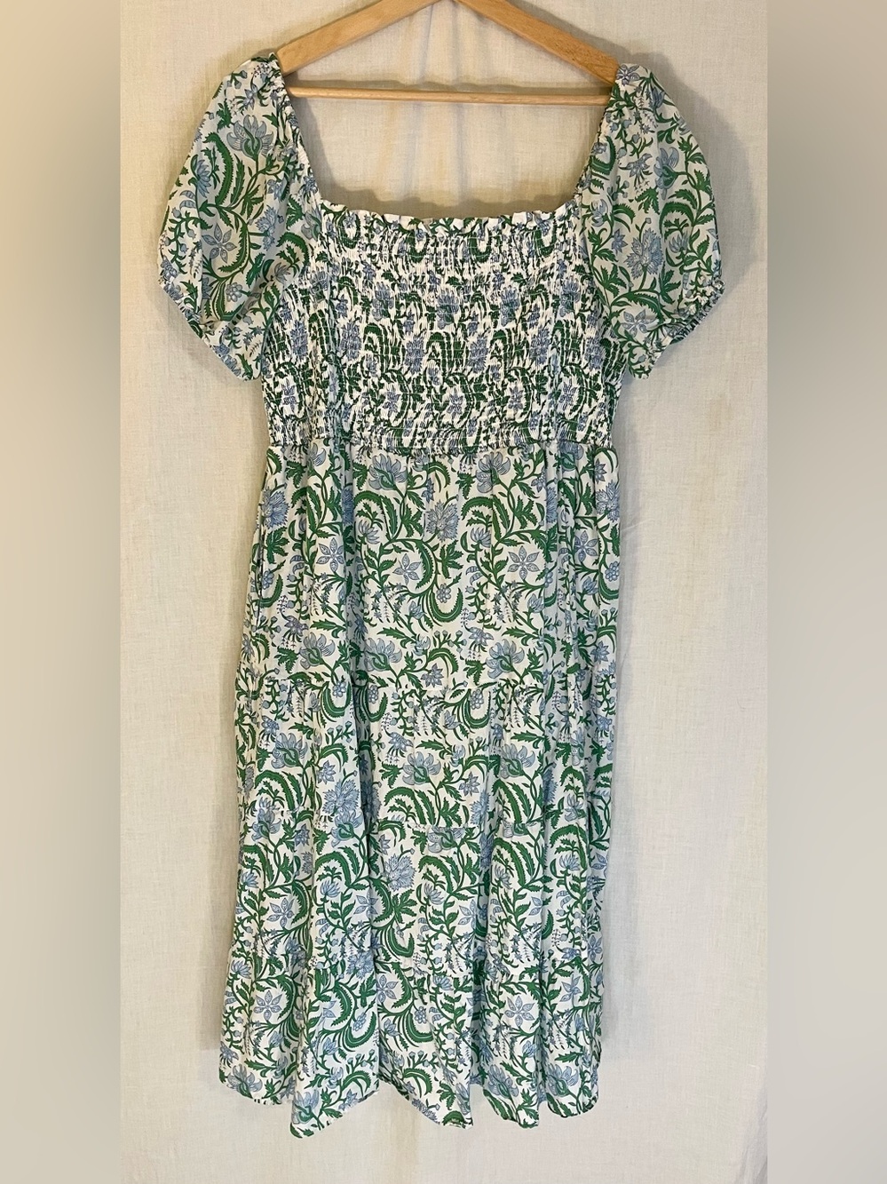 Philosophy Green and Light Blue Floral Midi Dress